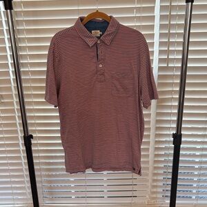 Faherty Red and Blue Striped Polo Shirt